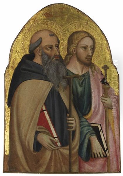 Saint Anthony Abbot And The Apostle Saint James The Greater Oil Painting by Bicci Di Lorenzo