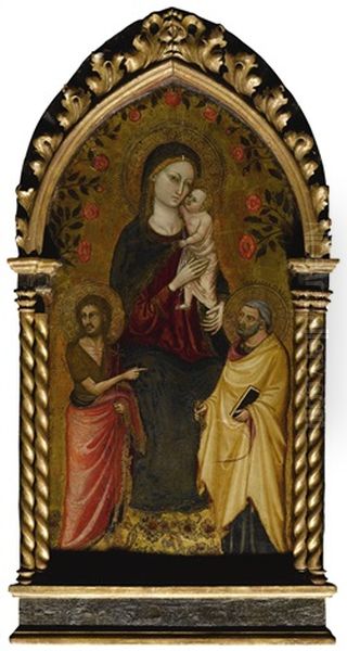 Madonna And Child With Saints John The Baptist And Peter Oil Painting by Bicci Di Lorenzo