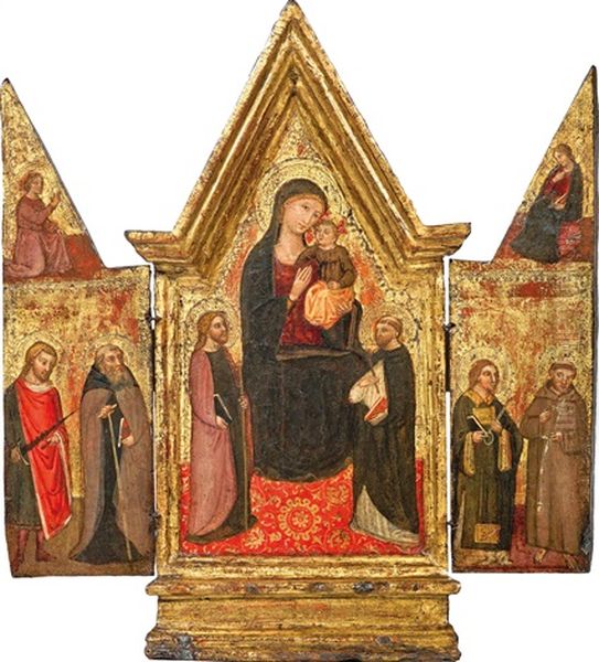 Portable Triptych Oil Painting by Bicci Di Lorenzo