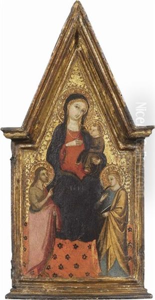 Madonna Col Bambino Tra I Santi Giovanni Battista E Caterina D'alessandria Oil Painting by Bicci Di Lorenzo