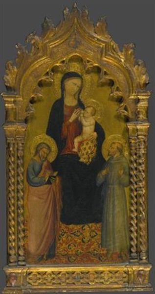 The Madonna And Child With Saints Matthew And Francis Oil Painting by Bicci Di Lorenzo