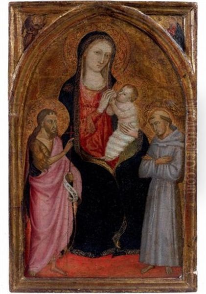 La Vierge Et L'enfant Jesus Avec Saint Jean-baptiste Et Saint Francois D'assise (collab. W/workshop) Oil Painting by Bicci Di Lorenzo