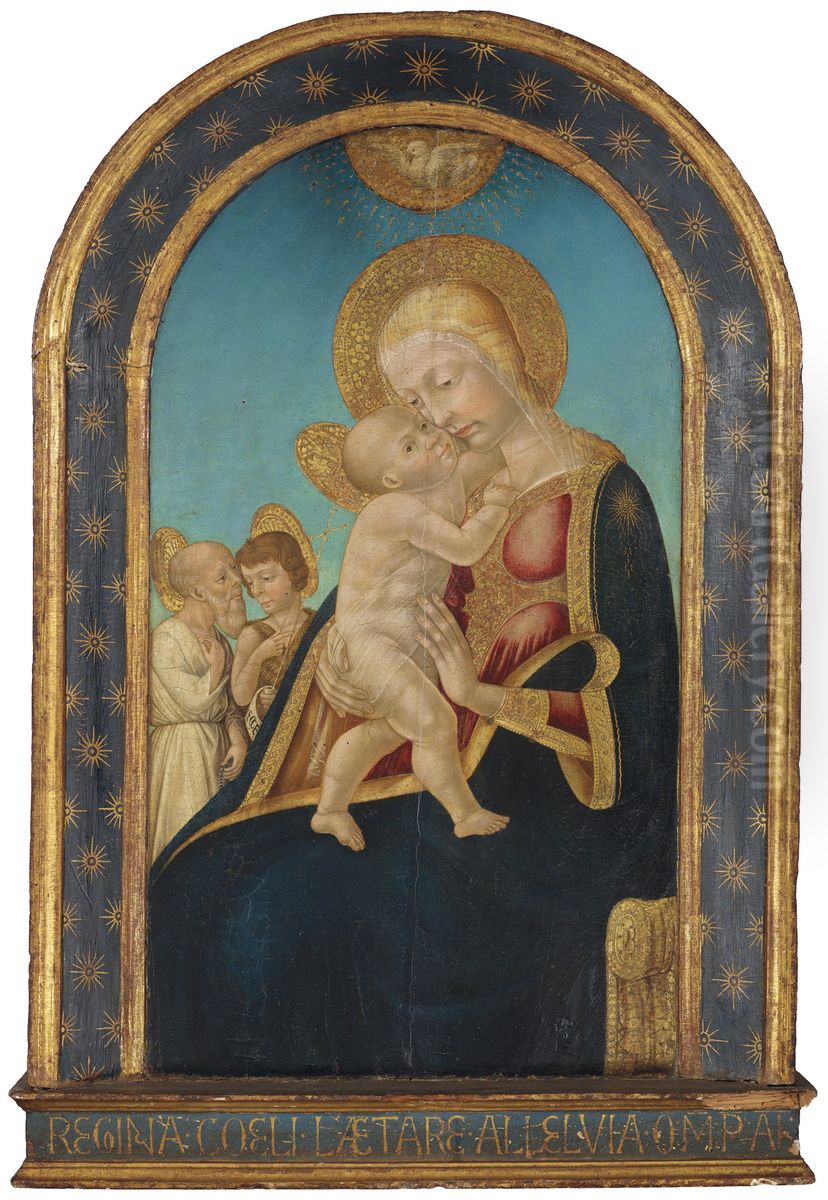 The Madonna And Child With Saints Jerome And John The Baptist Oil Painting by Neri di Bicci