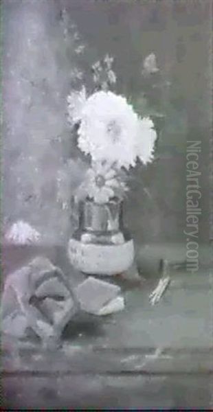 Stilleben Mit Blumen, Pfeife, Buch Und Samttaschchen Oil Painting by Henri Bidauld