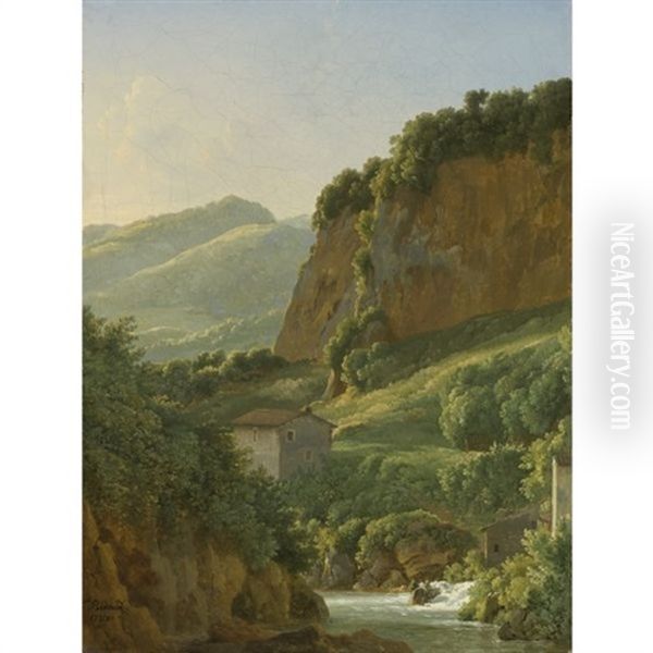 View Of The Ravine At San Cosimato Oil Painting by Jean Joseph Xavier Bidault
