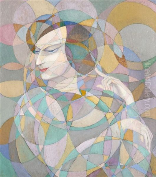 Portrait De Femme Oil Painting by Boleslas Biegas