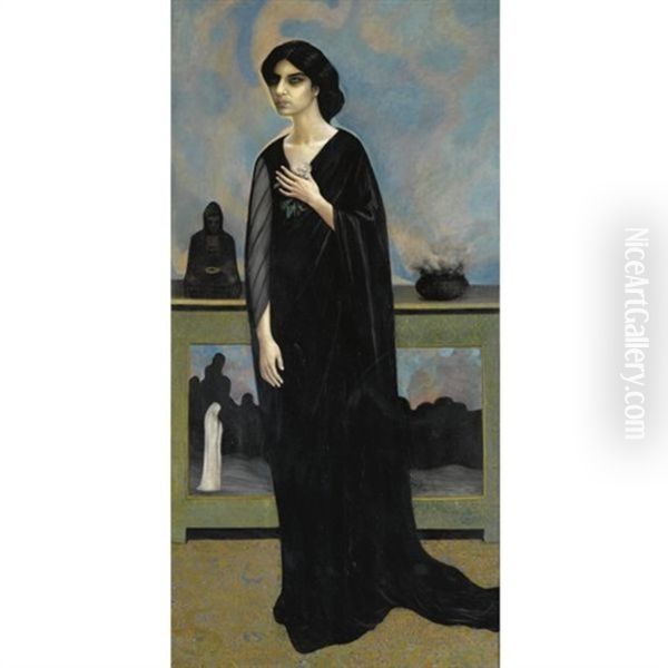 Hindu Woman Oil Painting by Boleslas Biegas