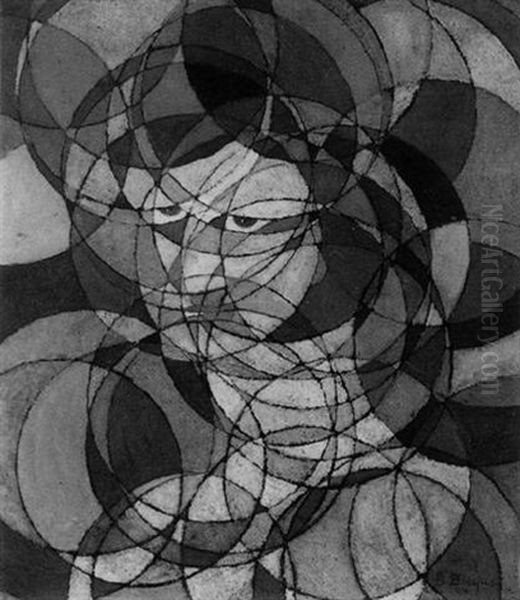 Visage Aux Spheres Oil Painting by Boleslas Biegas