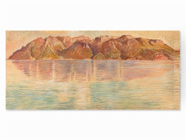 Genfersee Mit Blick Auf Den Grammont Oil Painting by Ernest Bieler