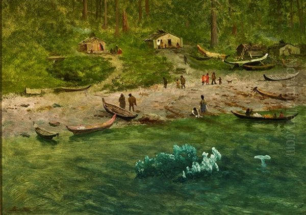 Die Lautenschl,gerin Oil Painting by Albert Bierstadt