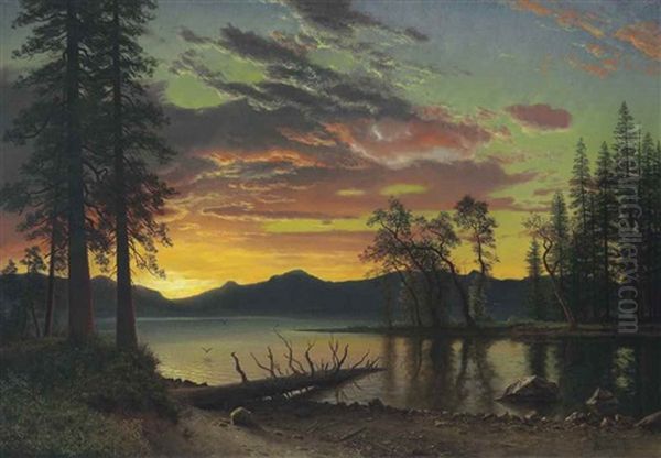 Twilight, Lake Tahoe Oil Painting by Albert Bierstadt
