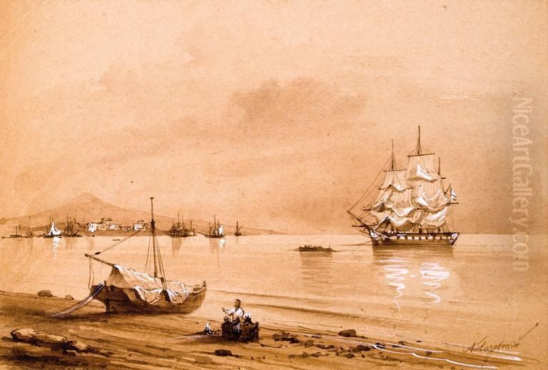 Pejzaz Z Okolic Neapolu Oil Painting by Iwan Konstantynowicz Ajwazowski