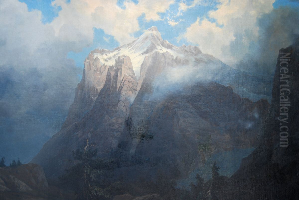 Mount Brewer From King's River Canyon, California Oil Painting by Albert Bierstadt