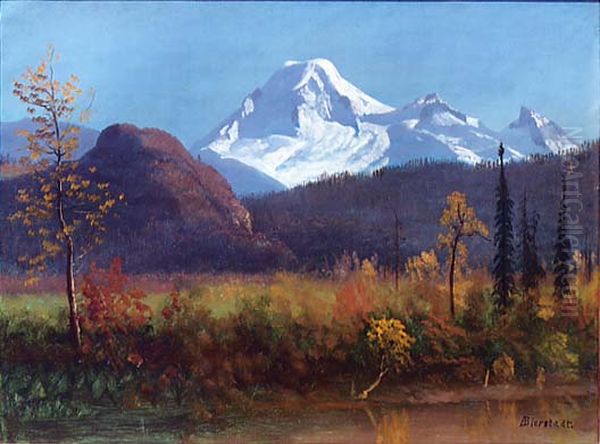 Mt. Baker From The Fraser River Oil Painting by Albert Bierstadt