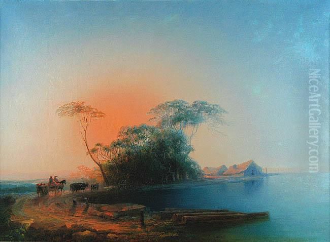 Pejzaz Z Droga Przy Morzu Oil Painting by Iwan Konstantynowicz Ajwazowski