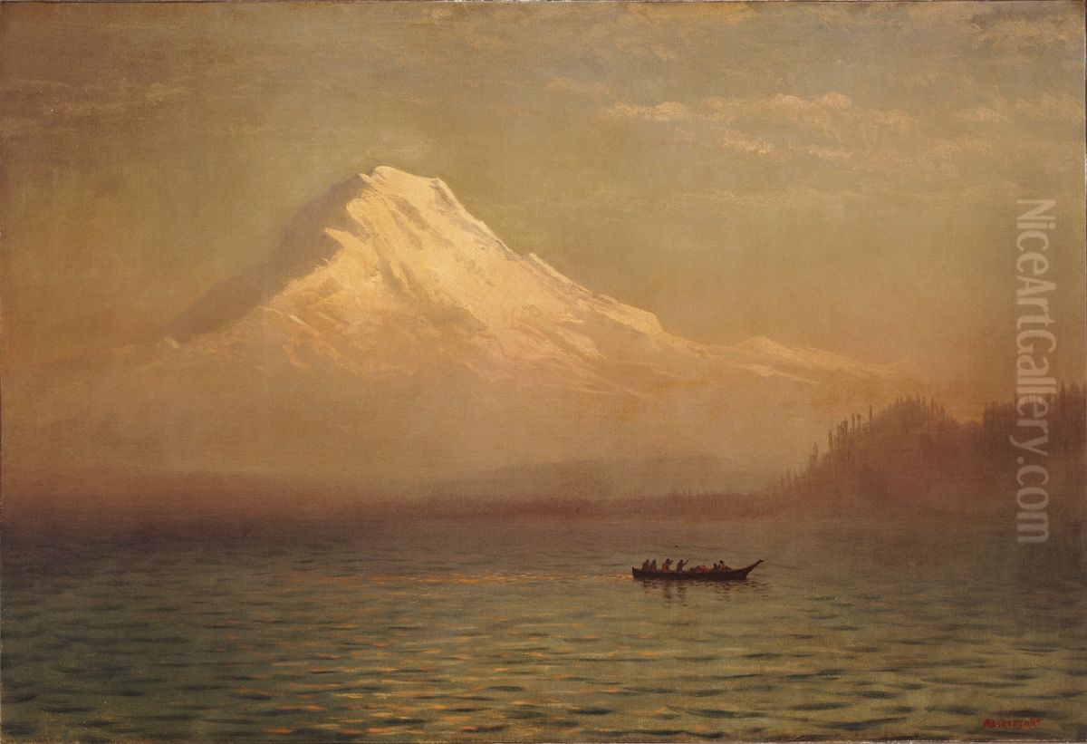 Sunrise On Mount Tacoma Oil Painting by Albert Bierstadt
