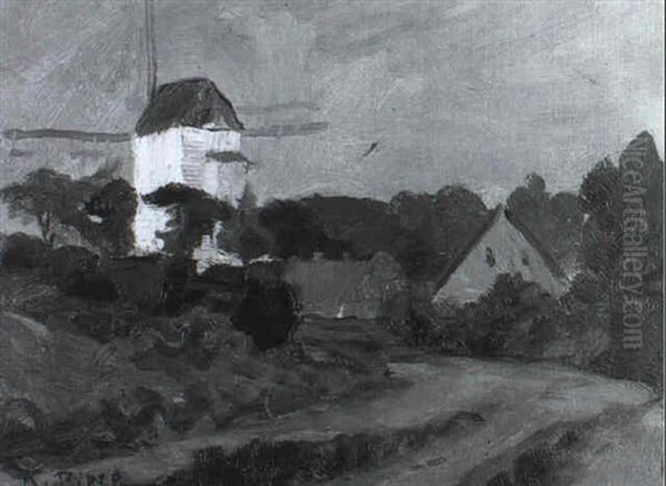 Landschaft Mit Windmuhle Oil Painting by Karl Biese