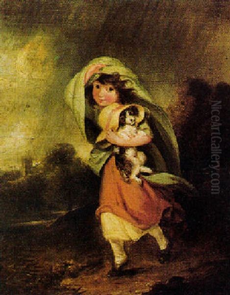 A Young Girl With Her Dog Oil Painting by William Redmore Bigg