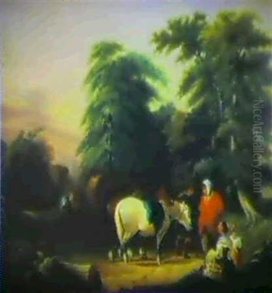 Travelers Camped For The Night Oil Painting by William Redmore Bigg