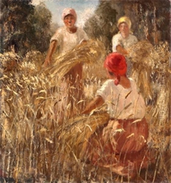 Campesinas Oil Painting by Gonzalo Bilbao Martinez