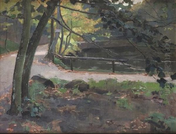 Paisaje Con Rio Oil Painting by Gonzalo Bilbao Martinez