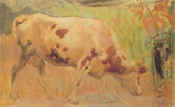 Vaca En El Prado Oil Painting by Gonzalo Bilbao Martinez
