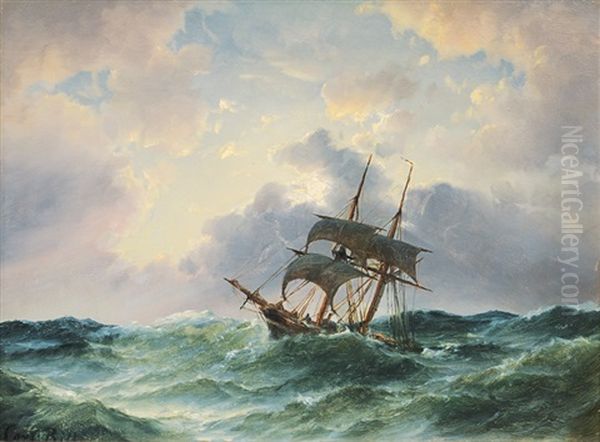 On The High Seas Oil Painting by Carl Ludwig Bille