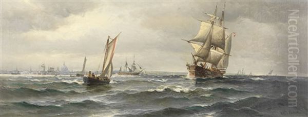 Segelschiffe Vor Kopenhagen Oil Painting by Vilhelm Bille