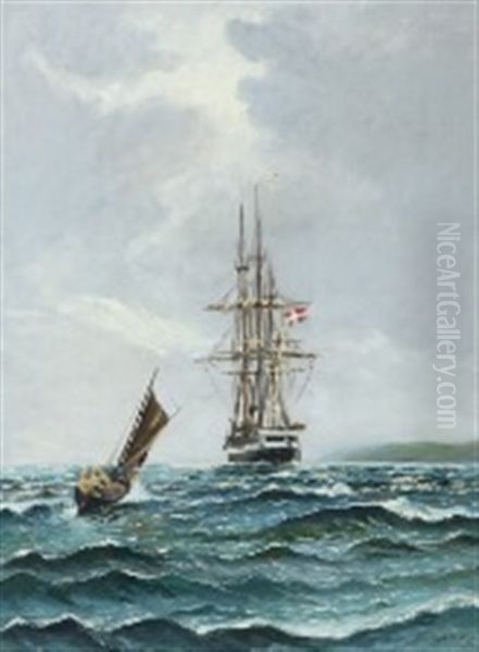 The Frigate Jutland Seen Astern Oil Painting by Vilhelm Bille
