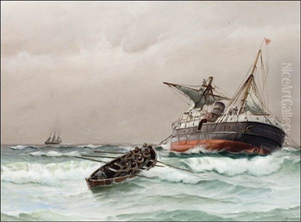 Haaksirikko - Skeppsbrott Oil Painting by Vilhelm Bille