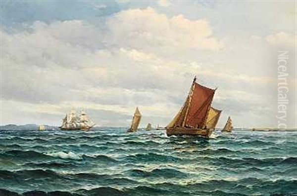 Sejlskibe Og Fiskerbade Pa Sundet Oil Painting by Vilhelm Bille