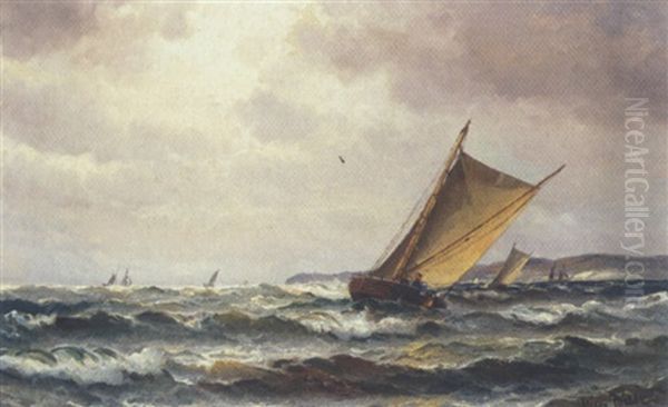 Fiskerbade Ved Kullen Oil Painting by Vilhelm Bille