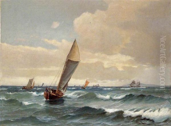 Segelschiffe Vor Der Kuste Oil Painting by Vilhelm Bille