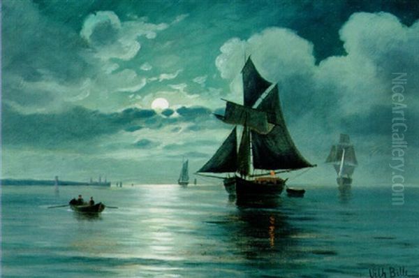 Maneskinsaften Ved Kronborg Oil Painting by Vilhelm Bille