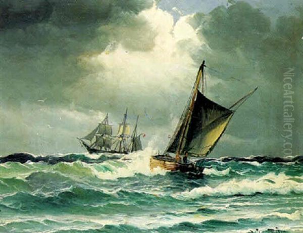 Et Mode Pa Havet Oil Painting by Vilhelm Bille