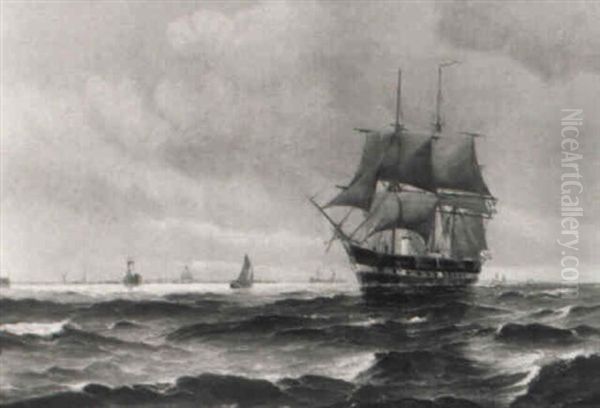 Segelschiffe Vor Dem Hafen Von Kopenhagen Oil Painting by Vilhelm Bille