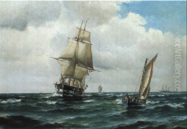Marin Med Segelfartyg Oil Painting by Vilhelm Bille
