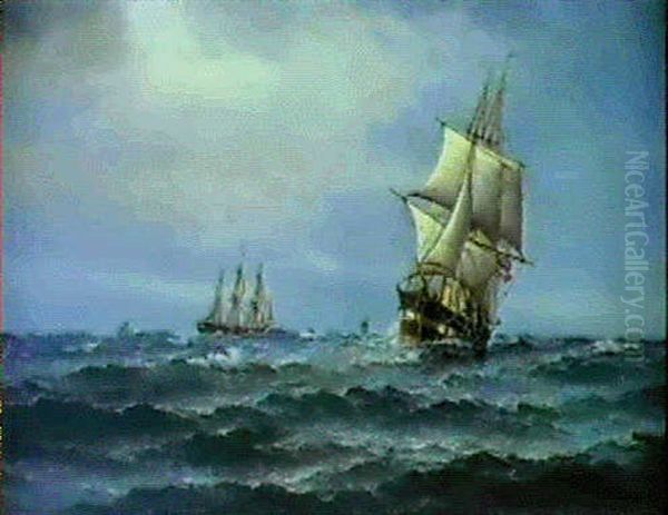 Marine Med Fregatten Jylland Oil Painting by Vilhelm Bille