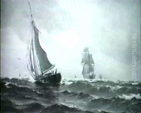 Marin Med Segelfartyg Oil Painting by Vilhelm Bille