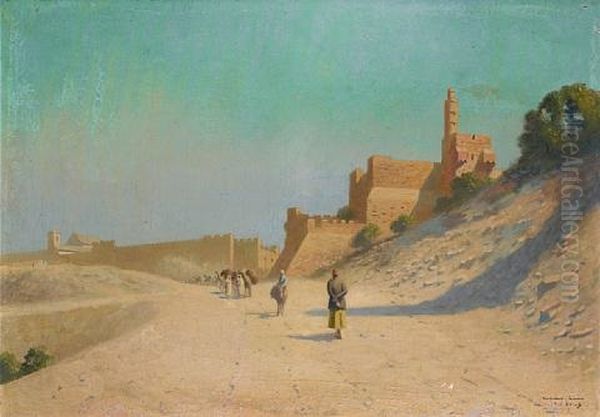 Tour De David A Jerusalem Oil Painting by Louis Billiard
