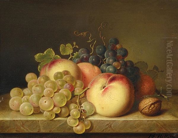 Stillleben Mit Trauben Und Pfirsischen Oil Painting by Heinrich Franz karl Billotte