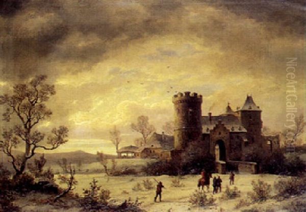 Feltherre Von Bulow Vender Hjem Til Borgen Med Sine Tropper Oil Painting by Caesar Bimmermann