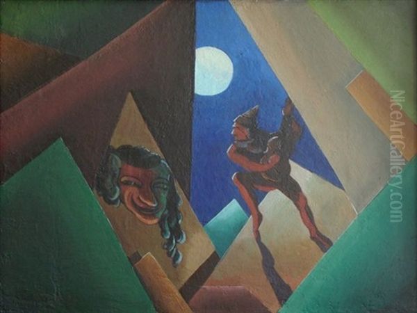 Harlequin Oil Painting by Jekabs Bine