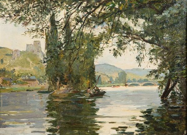 Paysage A La Riviere Oil Painting by Georges Binet