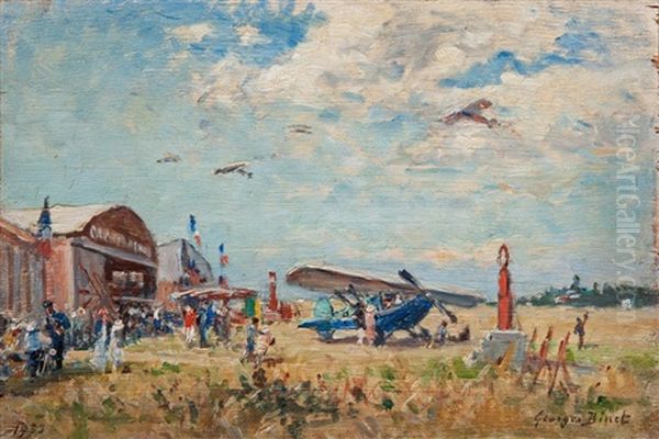 Aerodrome De Octeville, Normandie Oil Painting by Georges Binet