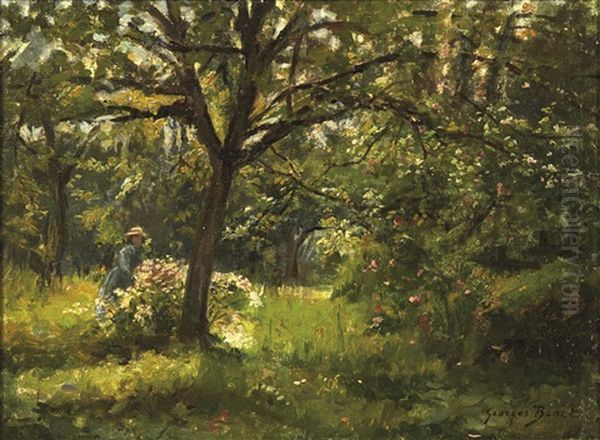 Femme Dans Son Jardin Oil Painting by Georges Binet
