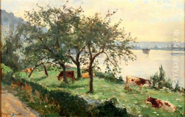 Vaches Sous Les Pruniers Oil Painting by Georges Binet
