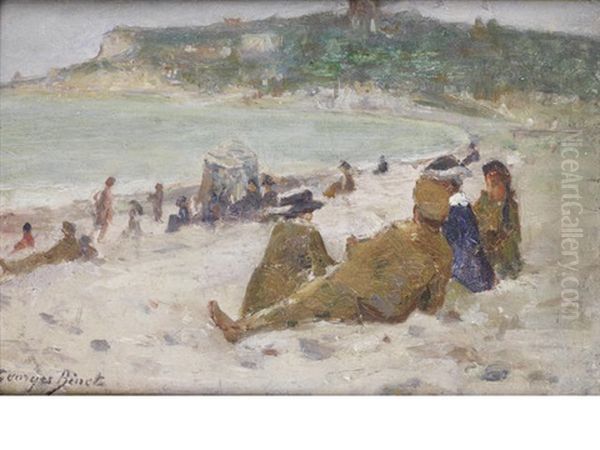 La Plage Oil Painting by Georges Binet