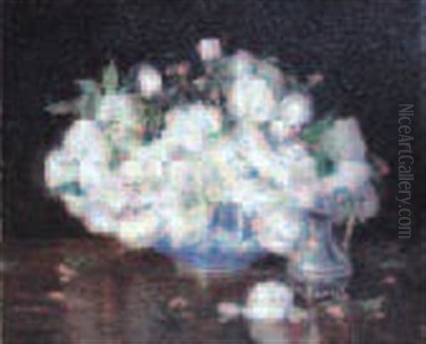 Vase De Roses Oil Painting by Georges Binet