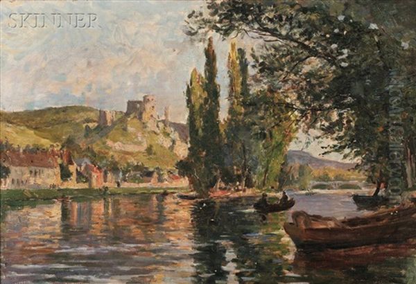 Boating On The River Oil Painting by Georges Binet
